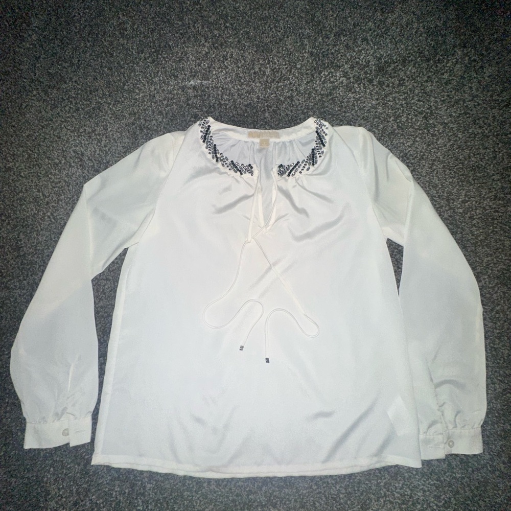 MICHAEL Michael Kors White Blouse with Embellished Collar
